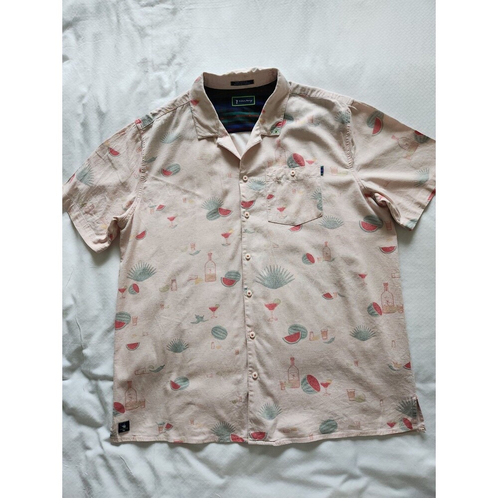 William Murray Golf Mens Tequila Watermelon Print Linen Button Down Shirt L